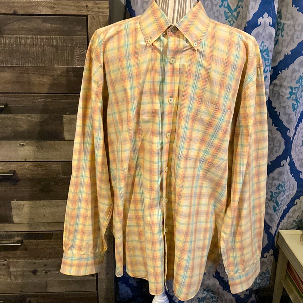 Alan Flusser EUC Men’s Long Sleeve Plaid Multi-Colored Shirt - Size XL